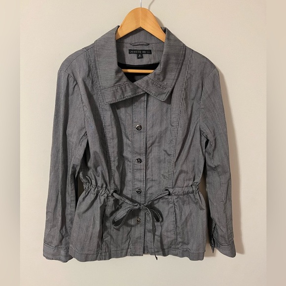 Lafayette 148 New York Utility Striped Drawstring Jacket Size Medium - Picture 1 of 8